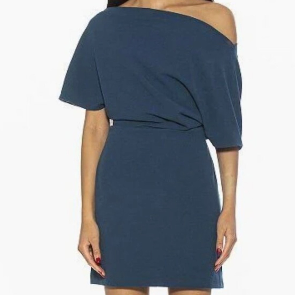 ALEXIA ADMOR | Asymmetrical Cocktail Dress in Lapis, Size Small